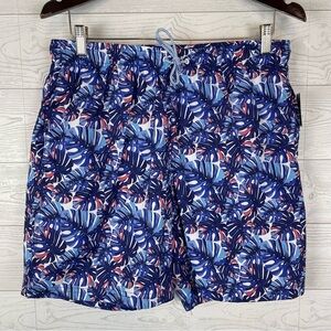 Tailorbyrd Leaf Print Blue Swimming Trunks Size Medium NWT